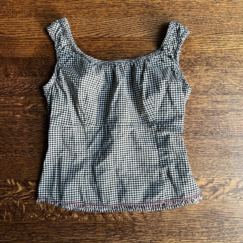 •Sold• Juicy Couture Gingham Top, Y2K Vintage Checkered Prairie Blouse - Picture 2 of 7